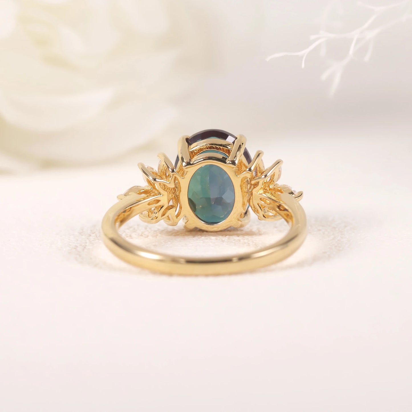 Color-Changing Lab Alexandrite Engagement Ring | 14K Gold Plated 925 Sterling Silver | Choosen Jewelry