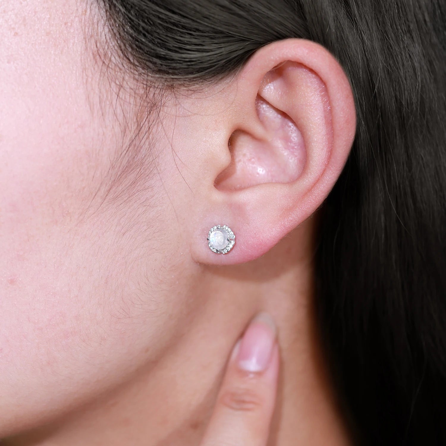 June Birthstone Moonstone Stud Earrings - 925 Sterling Silver | Choosen Jewelry