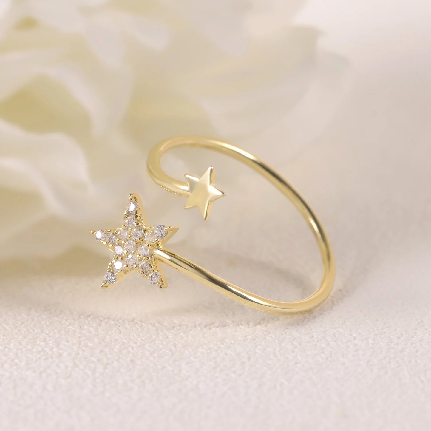 925 Sterling Silver Moissanite Star Ring - Dainty Open Dual Design by Choosen Jewelry