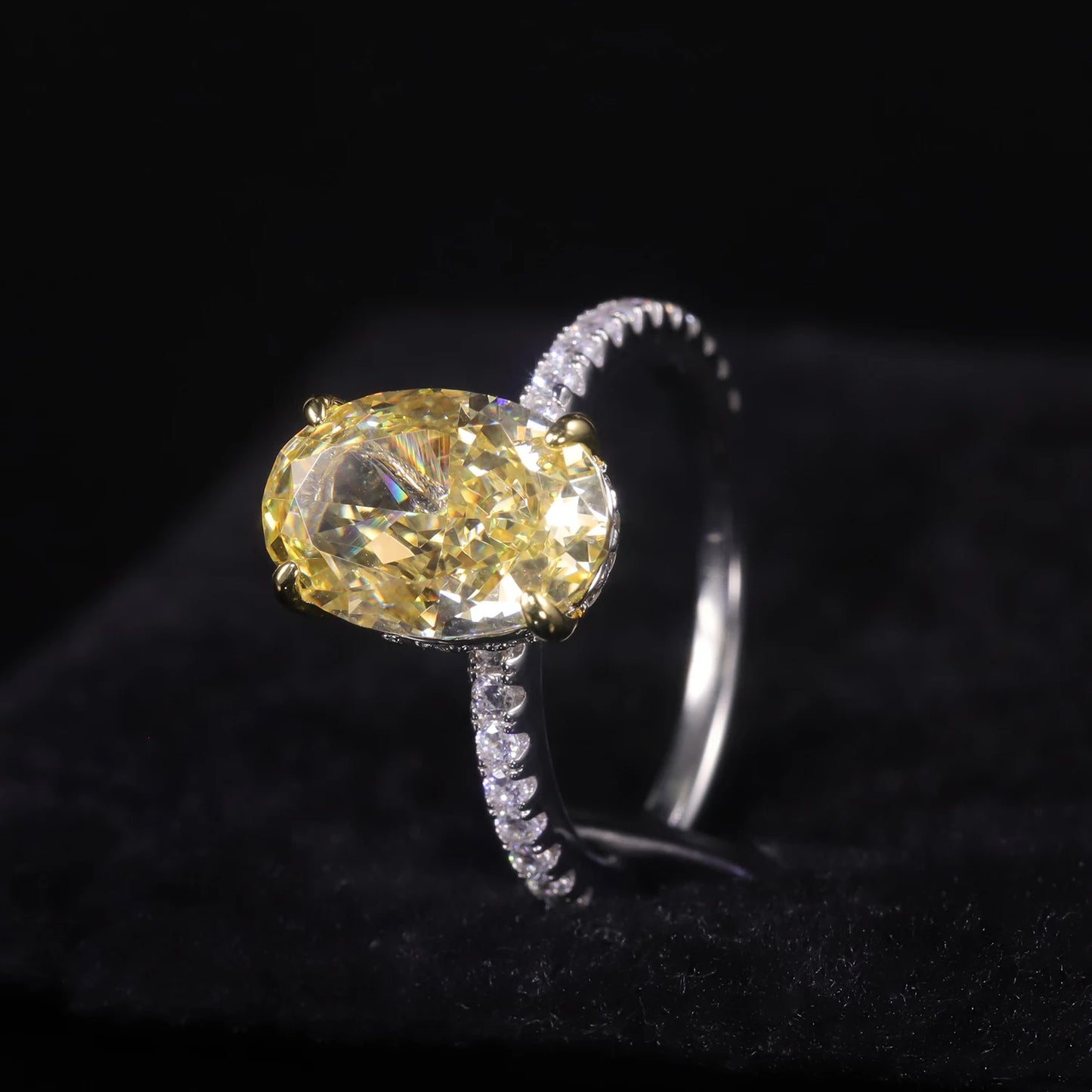 Oval Yellow CZ Diamond Engagement Ring - 925 Sterling Silver - Choosen Jewelry