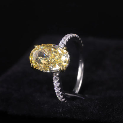 Oval Yellow CZ Diamond Engagement Ring - 925 Sterling Silver - Choosen Jewelry