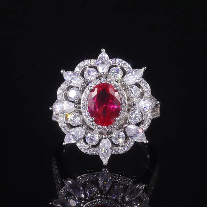 Vintage Art Deco Ruby Engagement Ring - 925 Sterling Silver - Choosen Jewelry