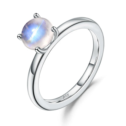 Rainbow Moonstone Gemstone Ring in 925 Sterling Silver - 5*5 mm Moonstone Solitaire Ring | Elegant June Birthstone Jewelry, Ideal Moonstone Gifts