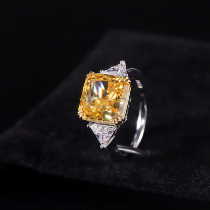 Choosen Jewelry: Vivid Yellow CZ Engagement Ring - 925 Sterling Silver Handmade Luxury Statement Ring