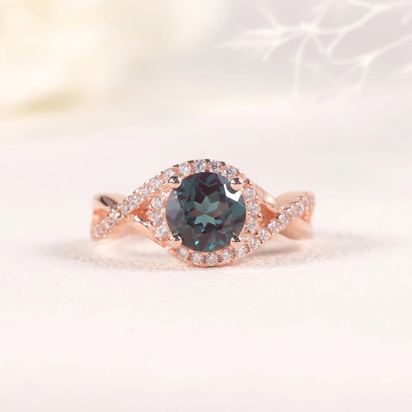 Rose Gold Alexandrite Ring - 925 Sterling Silver June Birthstone Jewelry by Choosen