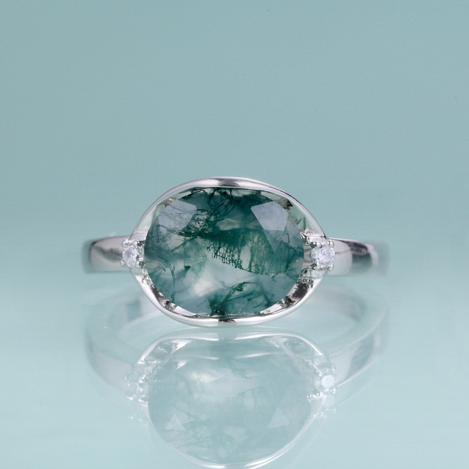 green moss agate ring