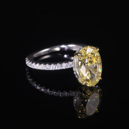 Oval Yellow CZ Diamond Engagement Ring - 925 Sterling Silver - Choosen Jewelry