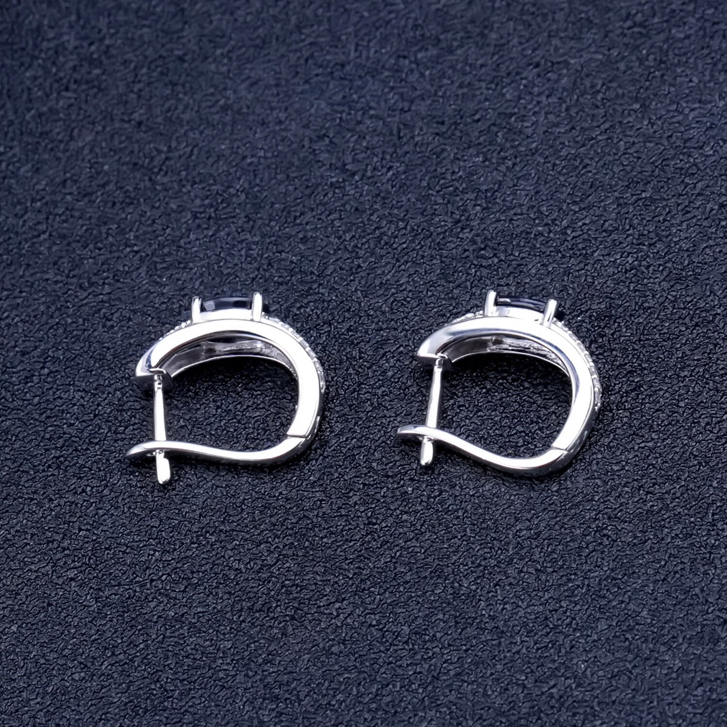 Oval Cut Sapphire Lever Back Stud Earrings in 925 Sterling Silver