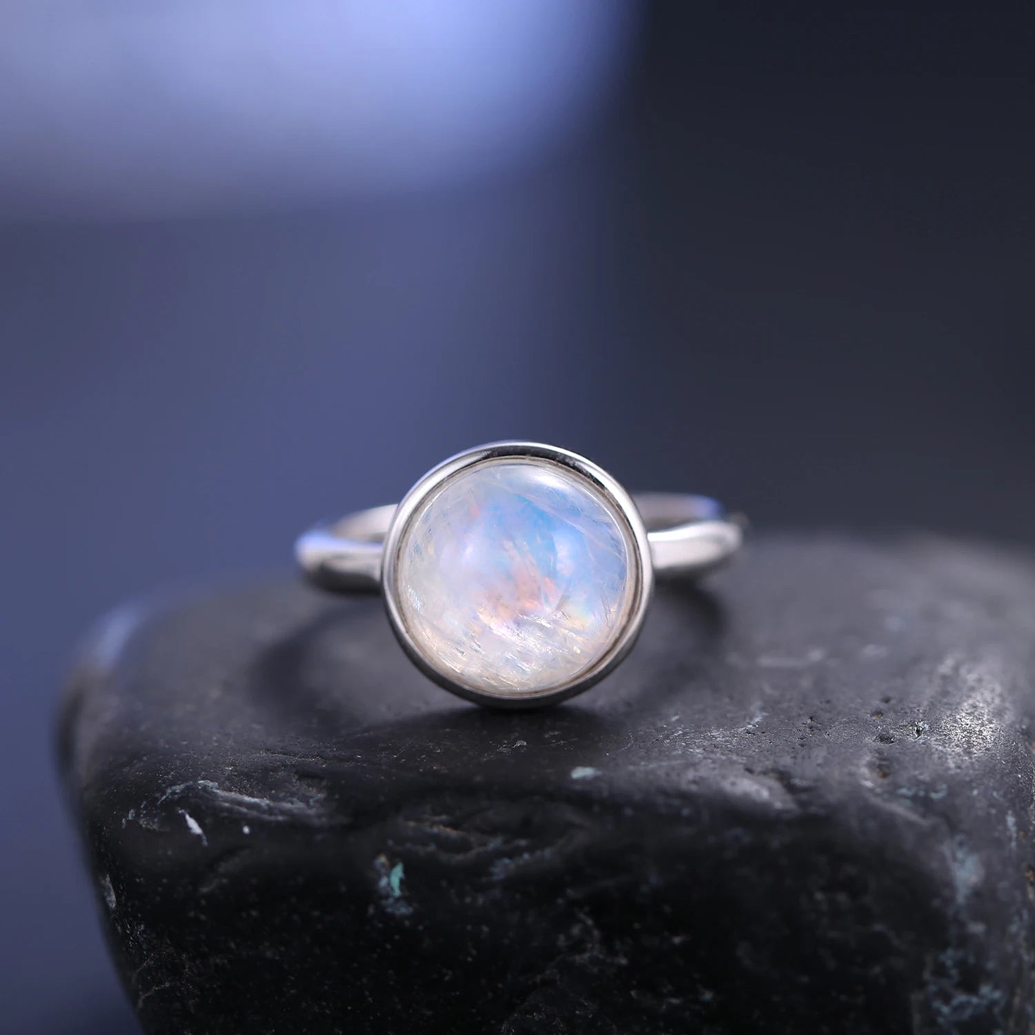 Sterling Silver Rainbow Moonstone Ring - June Birthstone Jewelry by Choosen