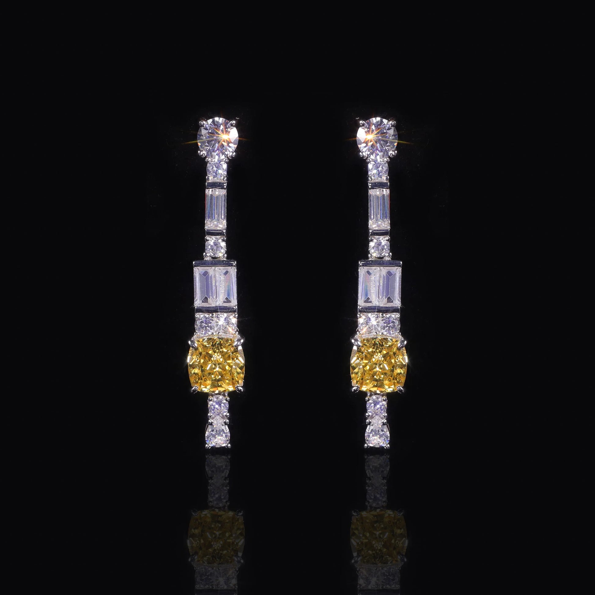 Luxury Yellow Diamond CZ Dangle Earrings - 925 Sterling Silver by Choosen Jewelry