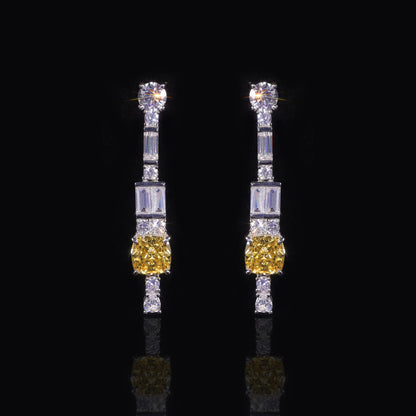 Luxury Yellow Diamond CZ Dangle Earrings - 925 Sterling Silver by Choosen Jewelry