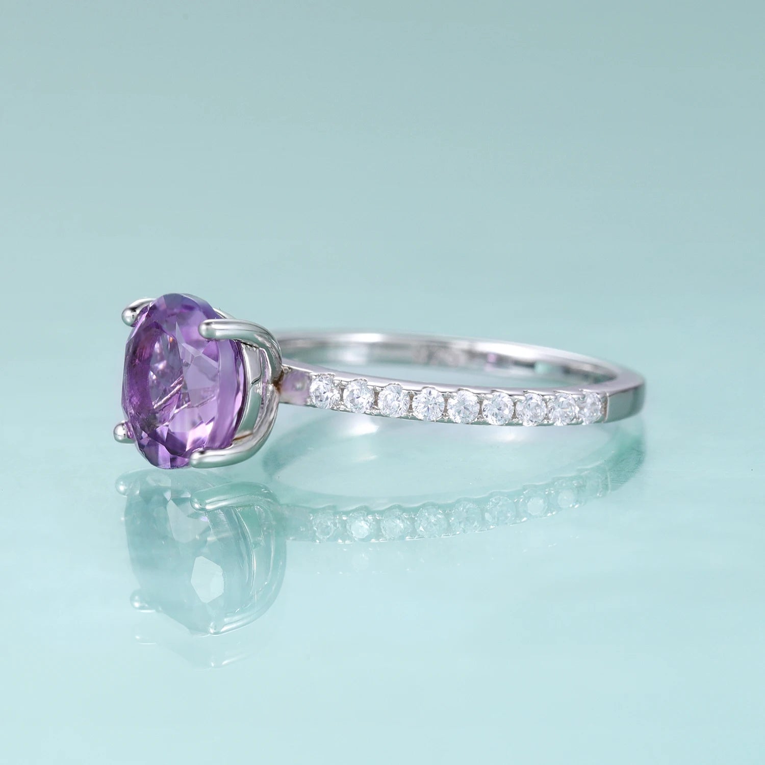 Vintage Amethyst Engagement Ring - 925 Sterling Silver - Choosen Jewelry