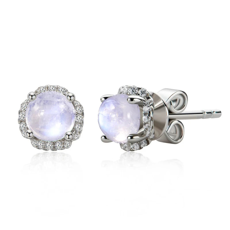 June Birthstone Moonstone Stud Earrings - 925 Sterling Silver | Choosen Jewelry