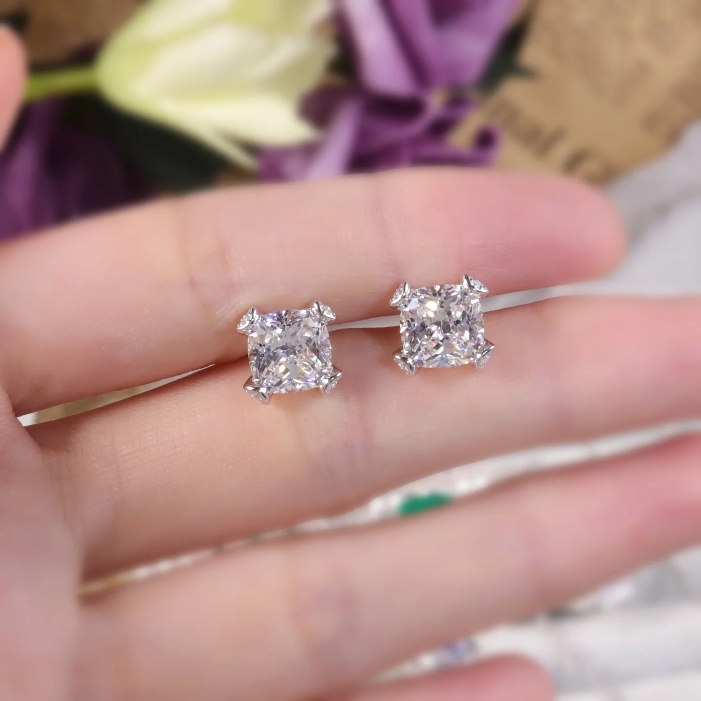 925 Sterling Silver Diamond-fire CZ Stud Earrings | Choosen Jewelry