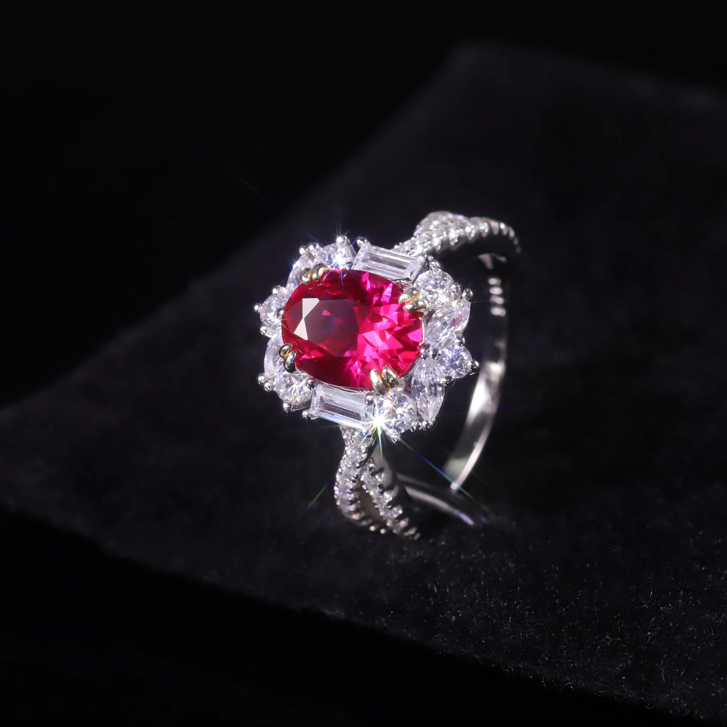 Vintage-Inspired Sterling Silver Lab Ruby Cocktail Ring | Choosen Jewelry