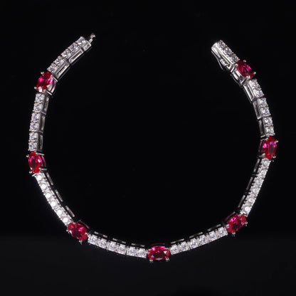 Sterling Silver Lab Grown Ruby Tennis Bracelet | Choosen Jewelry