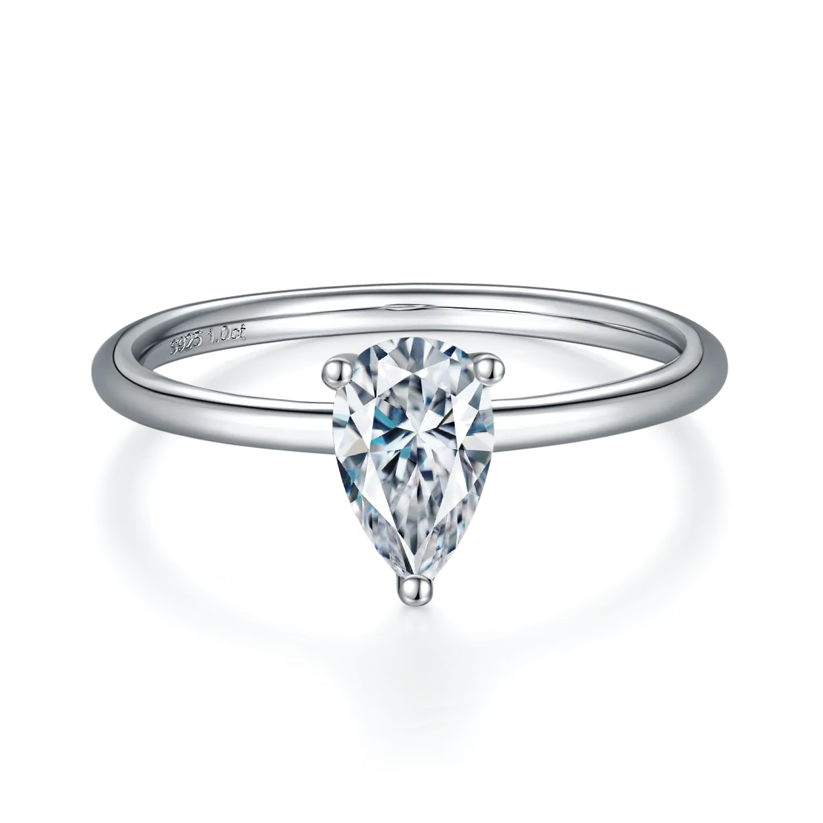 Pear Cut Moissanite Solitaire Engagement Ring