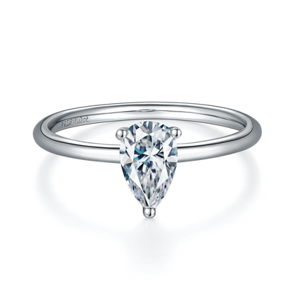 Pear Cut Moissanite Solitaire Engagement Ring