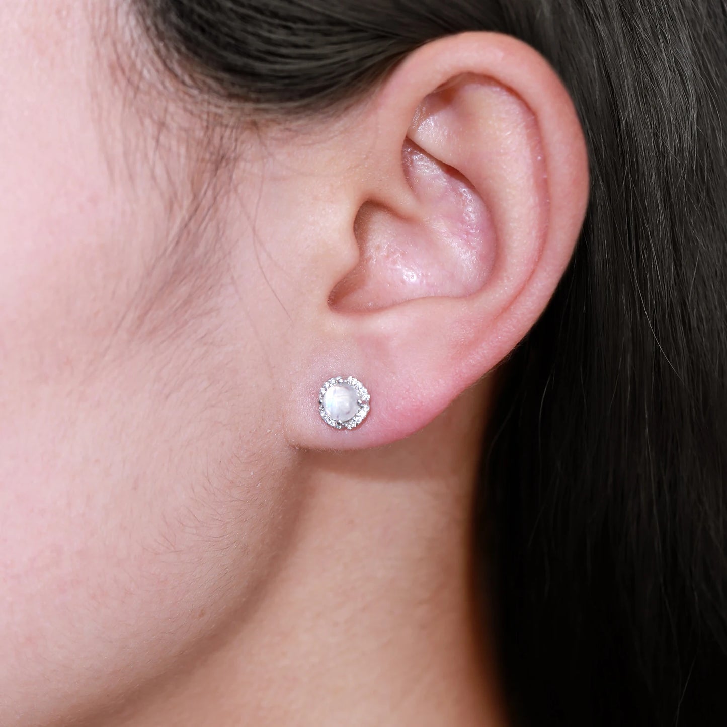 June Birthstone Moonstone Stud Earrings - 925 Sterling Silver | Choosen Jewelry