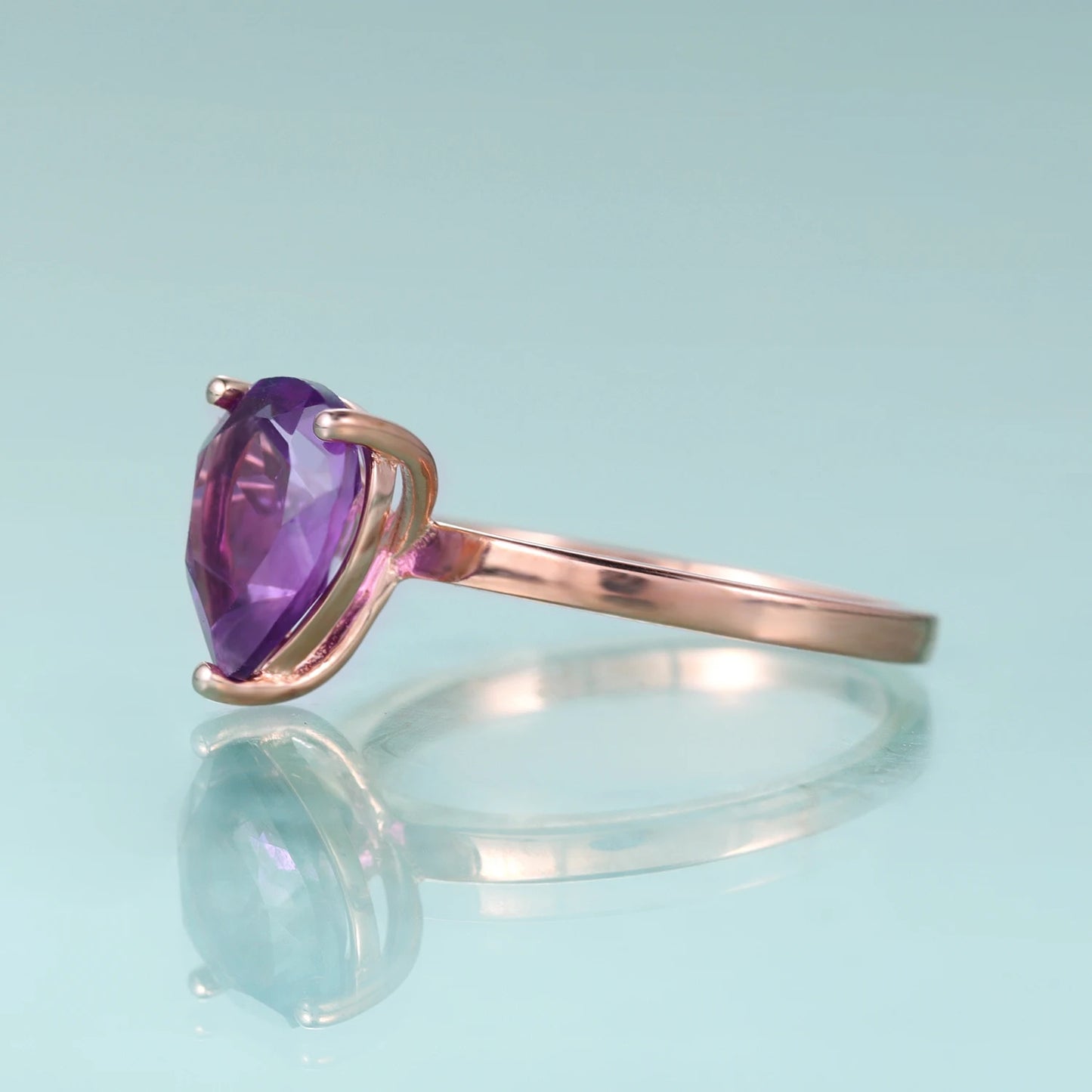 Elegant Pear-Shaped Amethyst Engagement Ring - 925 Sterling Silver | Choosen Jewelry