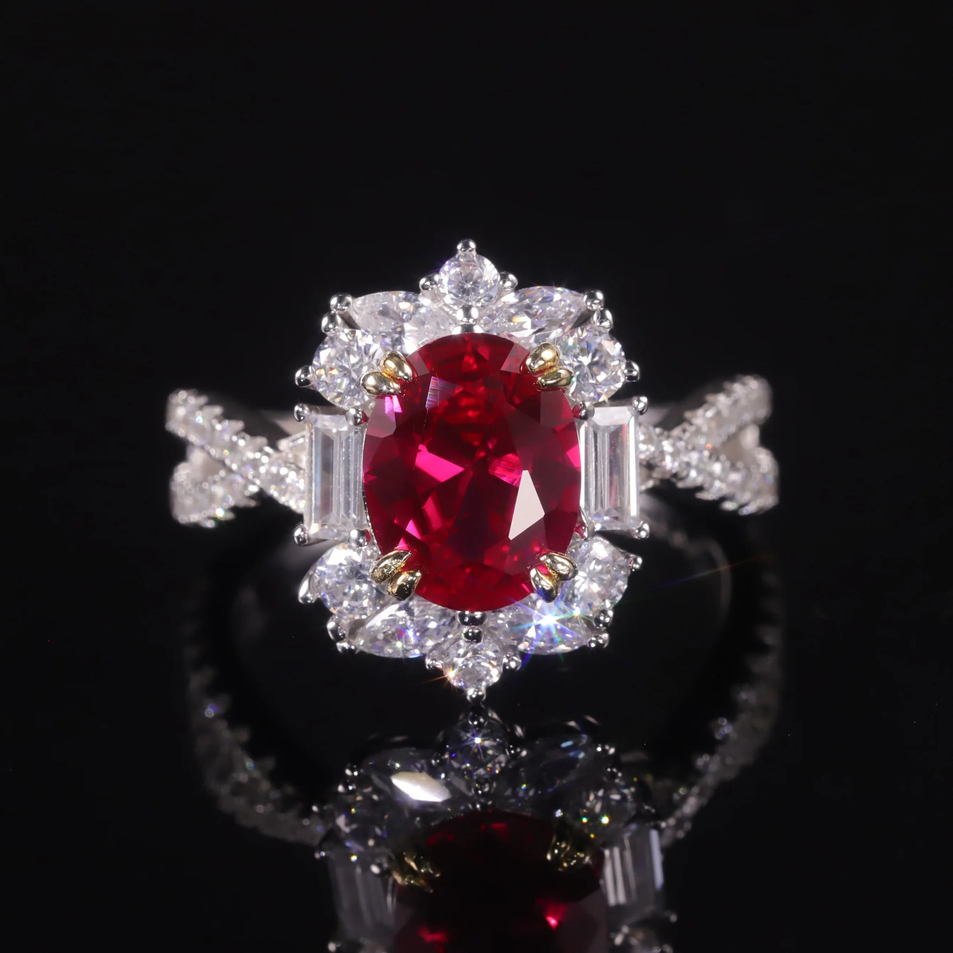 Vintage-Inspired Sterling Silver Lab Ruby Cocktail Ring | Choosen Jewelry