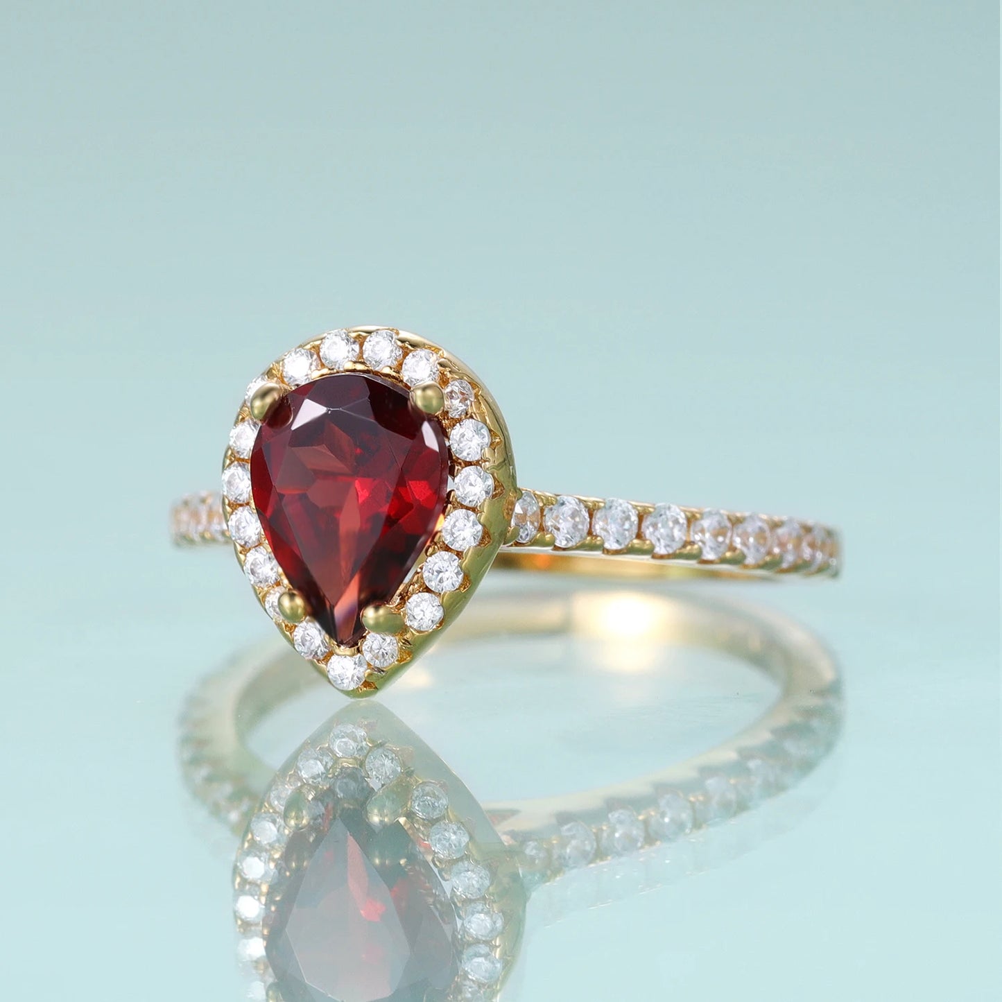 Oval Garnet Halo Engagement Ring | Sterling Silver | Choosen Jewelry