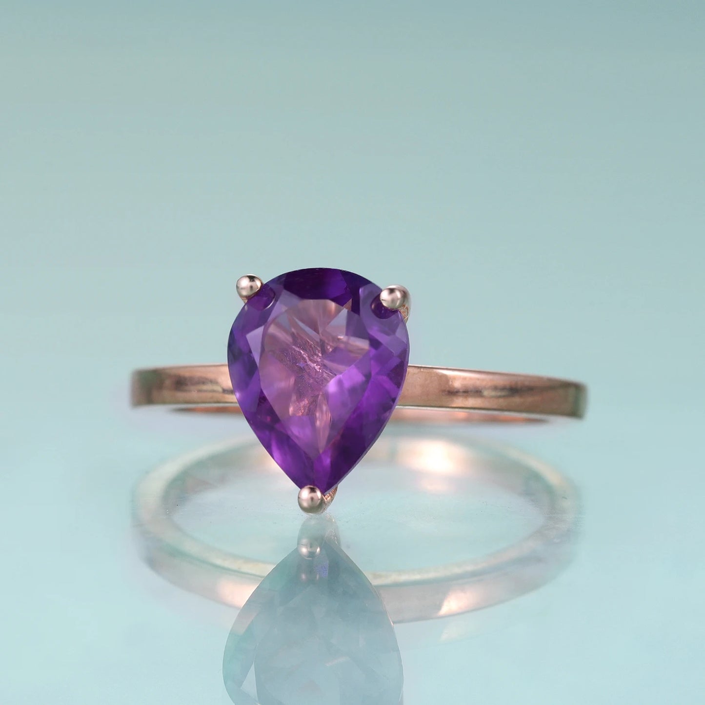 Elegant Pear-Shaped Amethyst Engagement Ring - 925 Sterling Silver | Choosen Jewelry