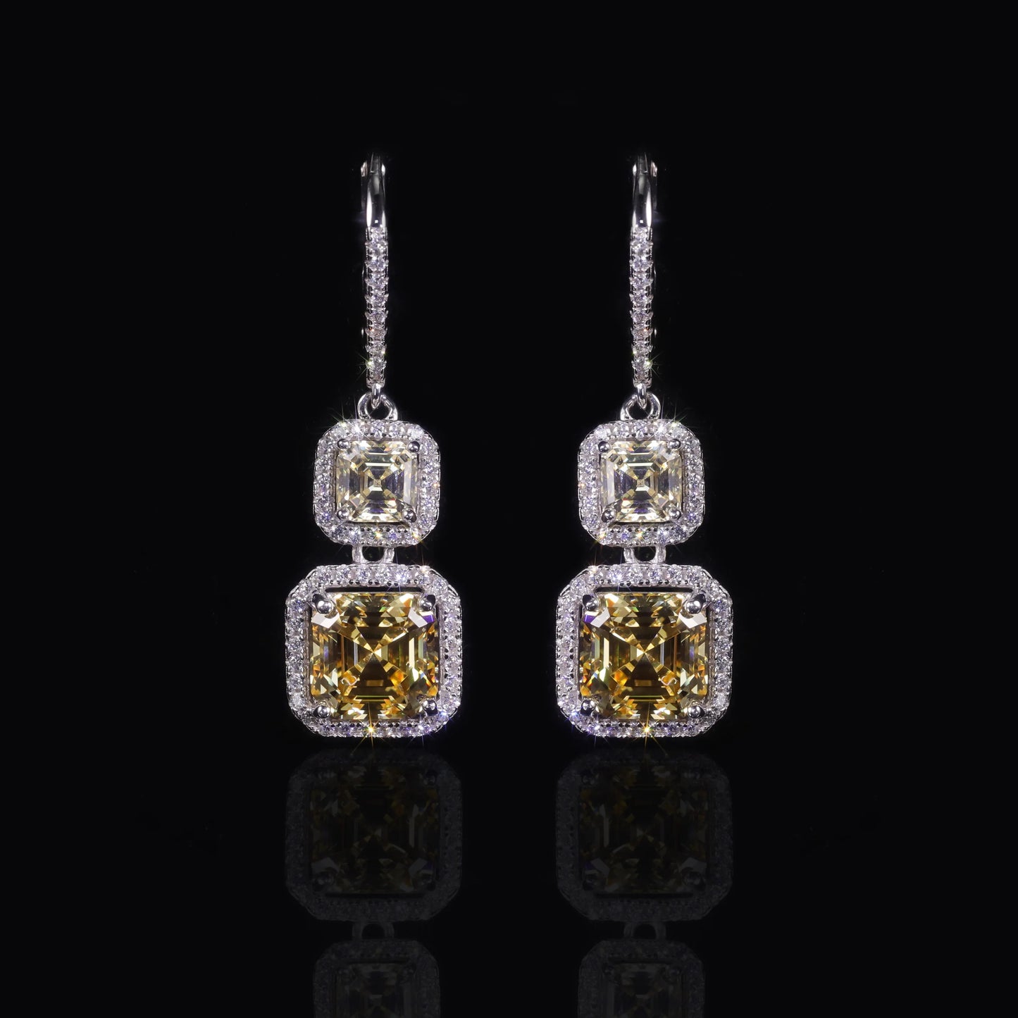 Choosen Jewelry: 925 Sterling Silver Art Deco CZ Drop Earrings - Vintage Luxury Party Queen