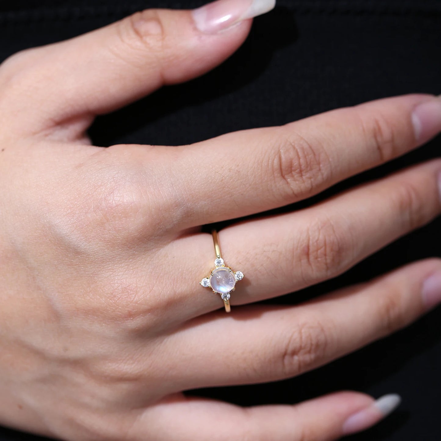 June Birthstone Rainbow Moonstone Ring - 925 Sterling Silver Engagement Ring by Choosen Jewelry