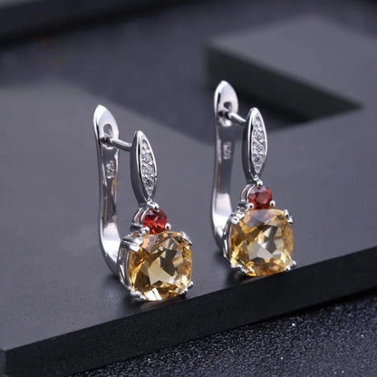 Natural Citrine Birthstone Stud Earrings - 925 Sterling Silver Choosen Jewelry