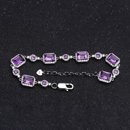 Rectangle Cut Amethyst Halo Bracelet