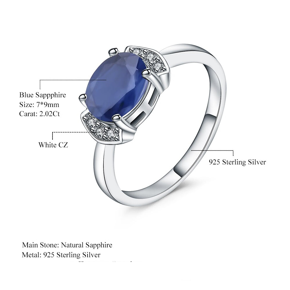 1.8Ct Oval Sapphire Cluster Engagement Rings, 925 Sterling Silver