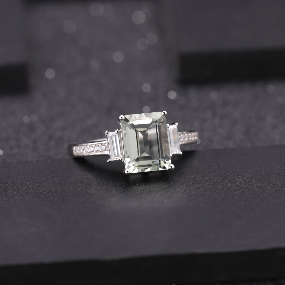 green amethyst engagement ring 