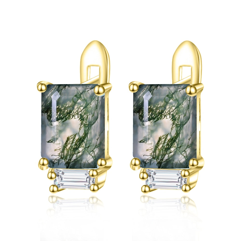 Moss Agate Lever Back Earrings