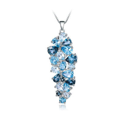 Swiss Blue Topaz Leaf Necklace