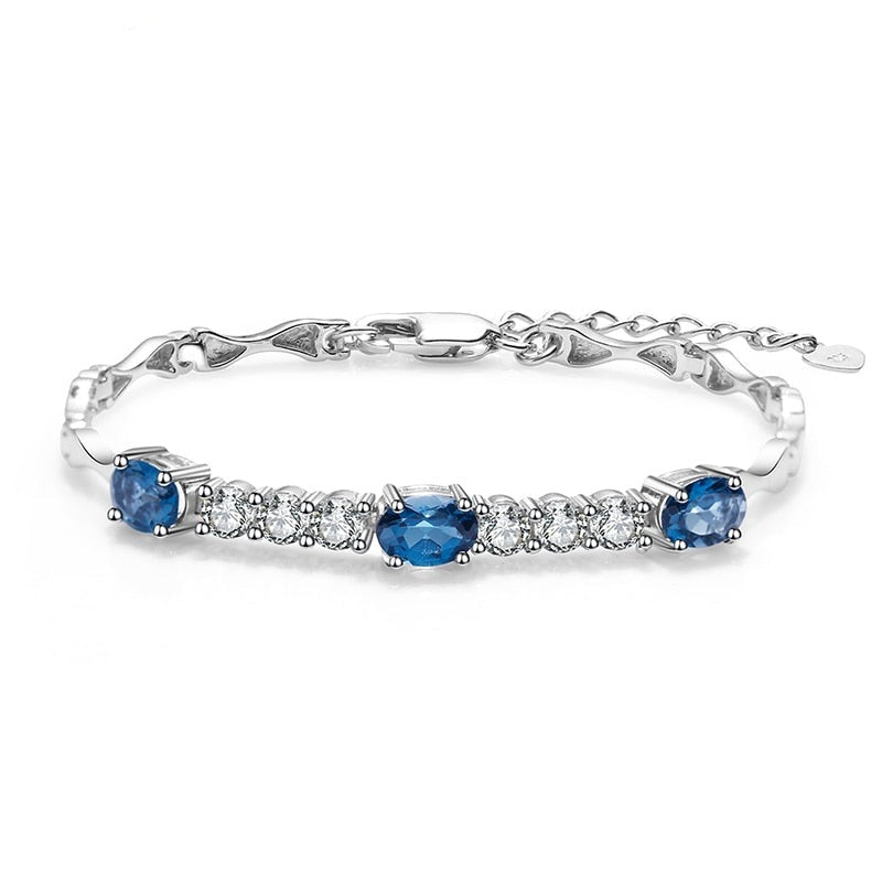 3.0Ctw London Blue Topaz Bracelet, 925 Sterling Silver