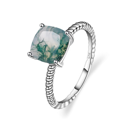 moss agate engagement ring