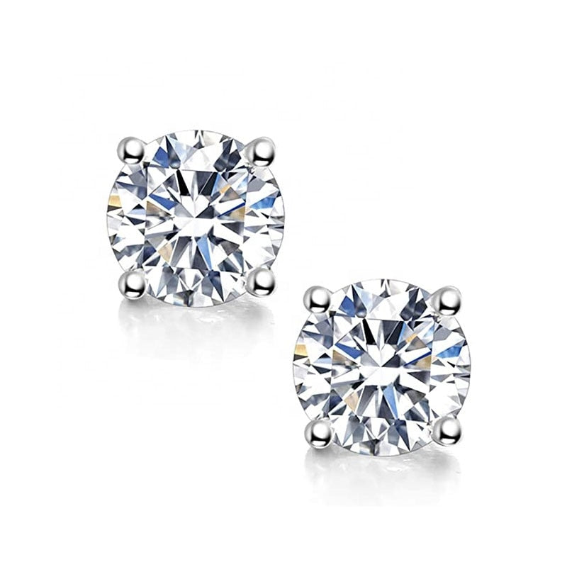 Moissanite Screw Back Solitaire Stud Earrings