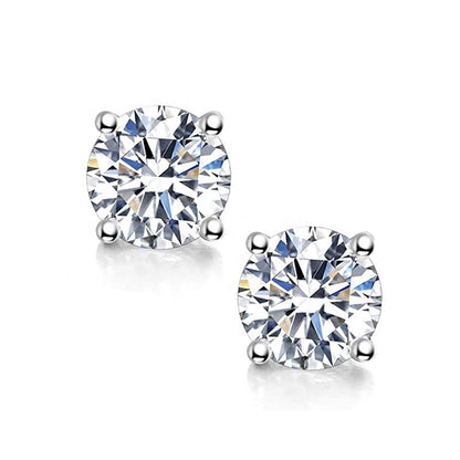 Moissanite Screw Back Solitaire Stud Earrings