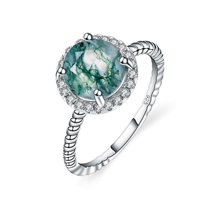 moss agate engagement ring